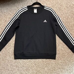 Adidas Black Crewneck Sweatshirt with White Three-Stripes